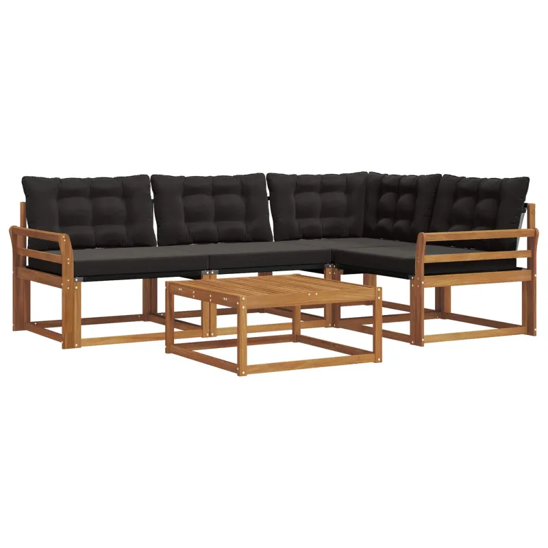 Lauko sofos komplektas su pagalve 5 pcs Natūrali ir juoda