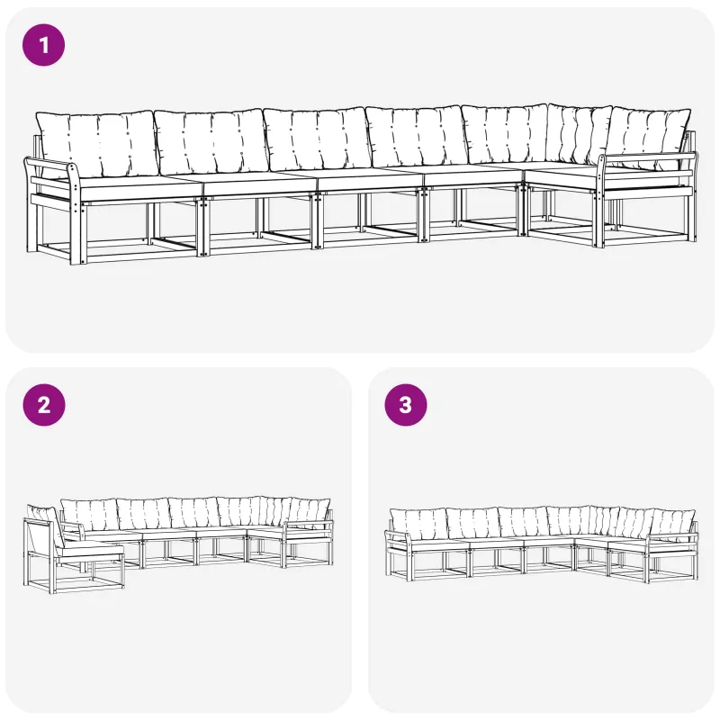 Lauko sofos komplektas su pagalve 6 pcs Natūrali ir juoda