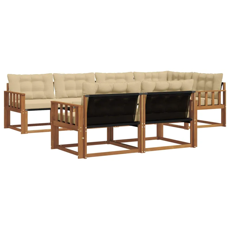 Lauko sofos komplektas su pagalve 7 pcs Natūralus ir bežinis