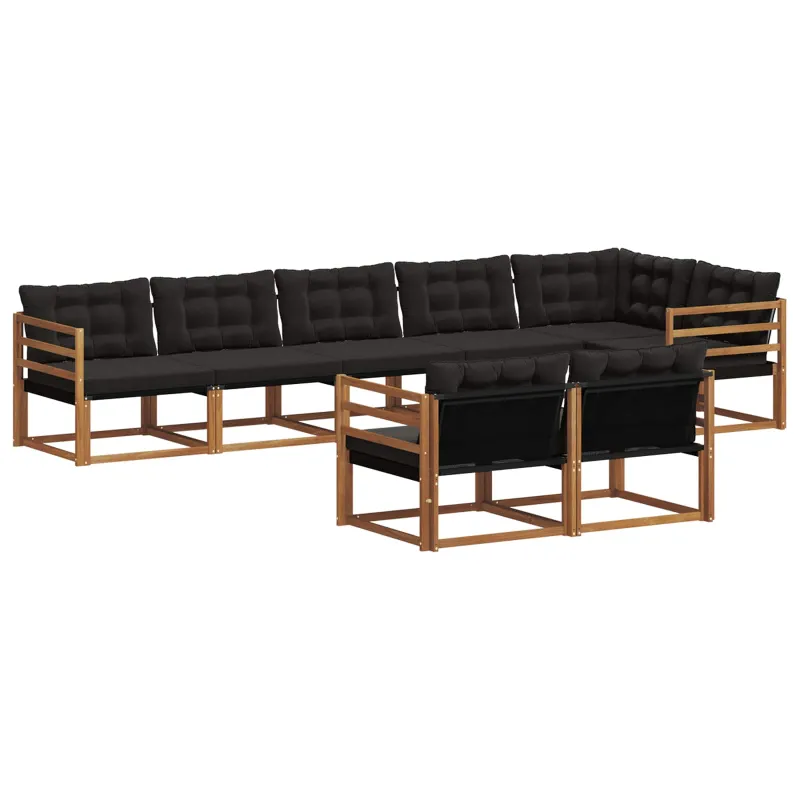 Lauko sofos komplektas su pagalve 8 pcs Natūrali ir juoda
