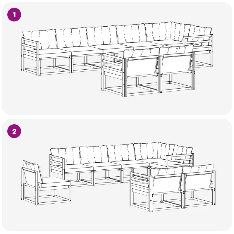 Lauko sofos komplektas su pagalve 8 pcs Natūralus ir bežinis