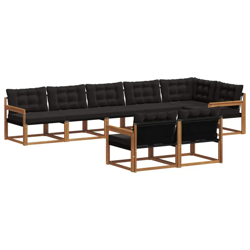 Lauko sofos komplektas su pagalve 8 pcs Natūrali ir juoda