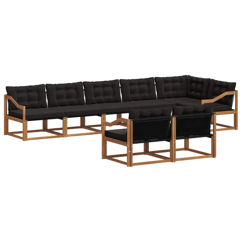 Lauko sofos komplektas su pagalve 8 pcs Natūrali ir juoda