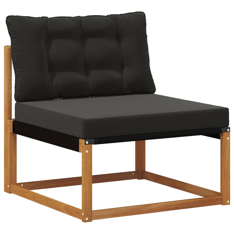 Lauko sofos komplektas su pagalve 6 pcs Natūrali ir juoda