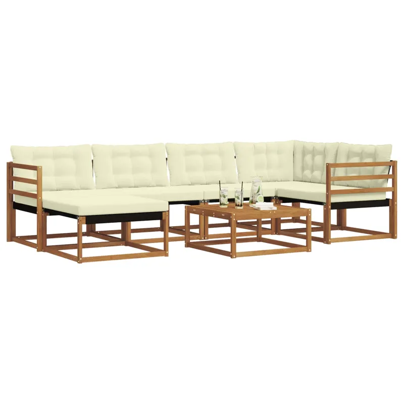 Lauko sofos komplektas 19 pcs Natūralus ir grietinėlė