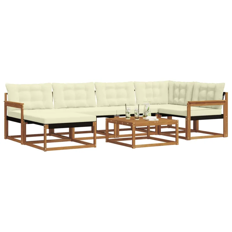 Lauko sofos komplektas 19 pcs Natūralus ir grietinėlė