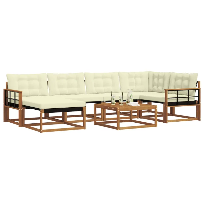 Lauko sofos komplektas 19 pcs Natūralus ir grietinėlė