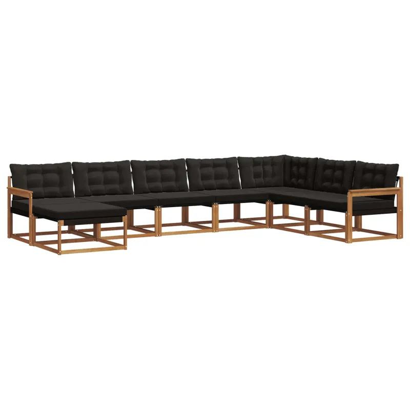 Lauko sofos komplektas su pagalve 8 pcs Natūrali ir juoda