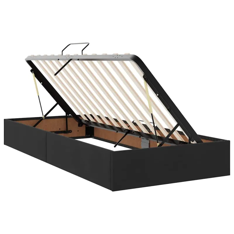 LED saugojimo lova su čiužiniu Juoda 200 x 200 cm Aksomas