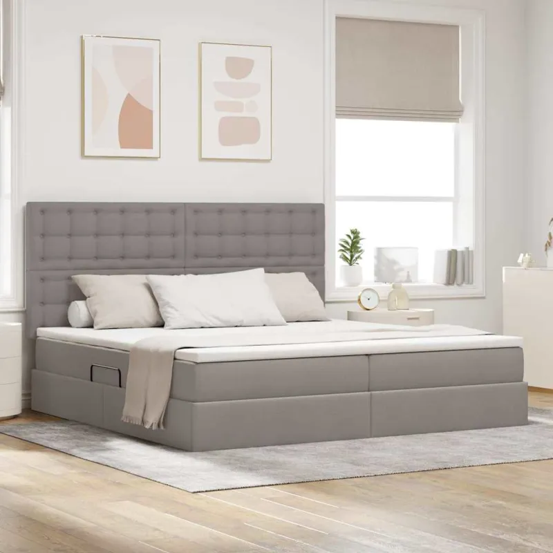 Lova su daiktų laikymo vieta ir čiužiniu Taupe 200 x 200 cm
