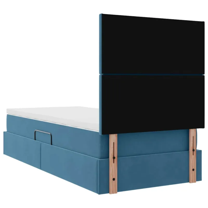 Lova su daiktų laikymo vieta ir čiužiniu Tamsiai mėlyna Aksomas