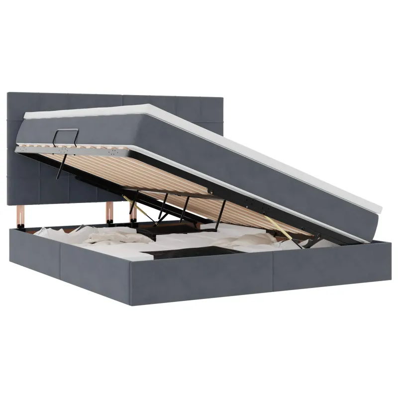Lova su daiktų laikymo vieta ir čiužiniu 160 x 200 cm Aksomas