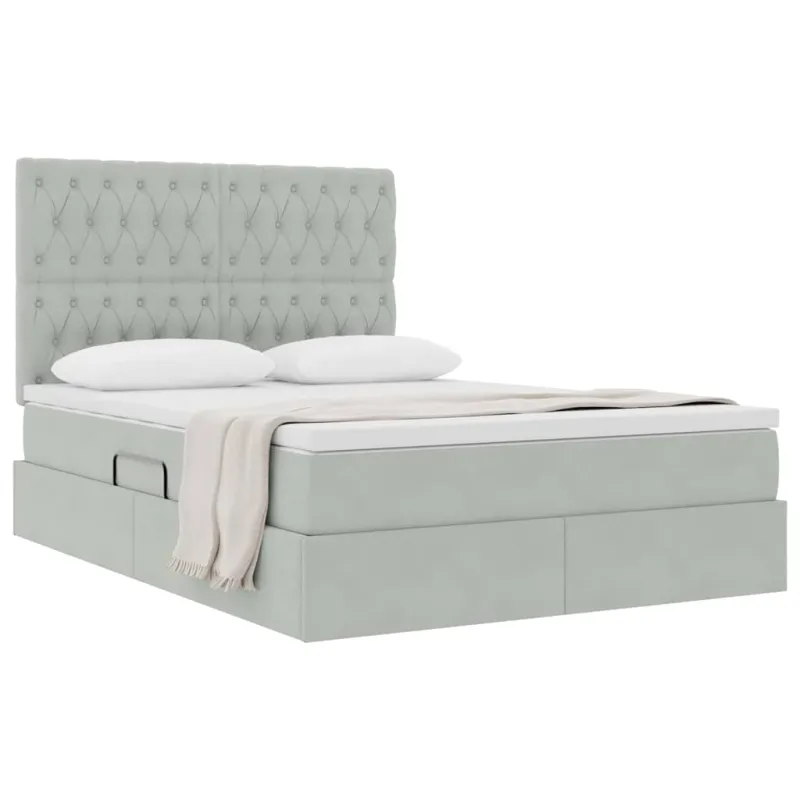 Lova su daiktų laikymo vieta ir čiužiniu 140 x 190 cm Aksomas