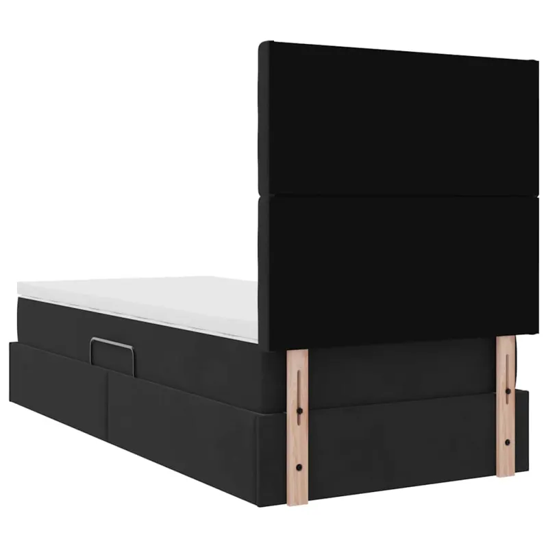 Lova su daiktų laikymo vieta ir čiužiniu Juoda 100 x 200 cm