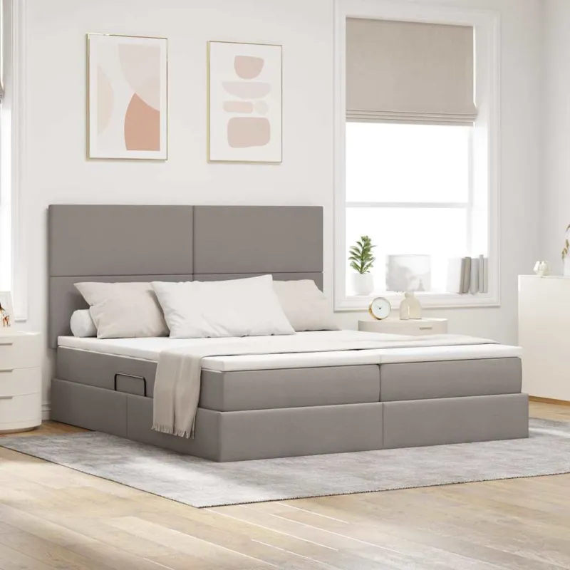Saugos lova su galvūgalio Taupe 200 x 200 cm Audinys