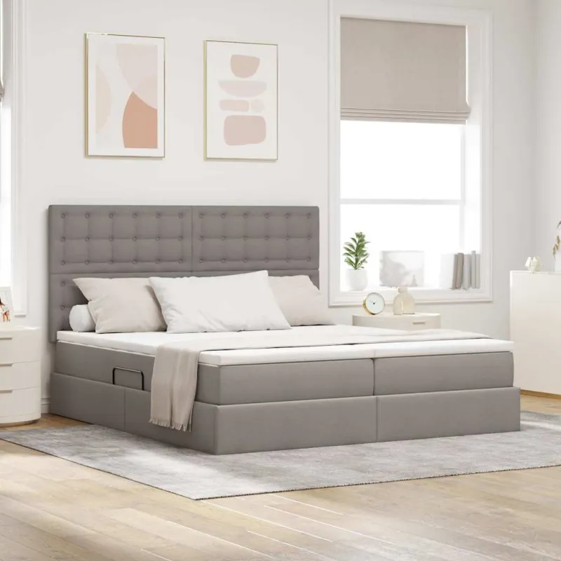 Saugos lova su galvūgalio Taupe 200 x 200 cm Audinys