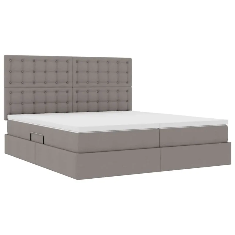 Saugos lova su galvūgalio Taupe 200 x 200 cm Audinys