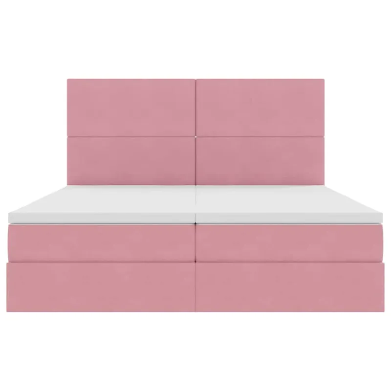 Saugos lova su čiužiniu su saugykla Rožinė 180 x 200 cm Aksomas