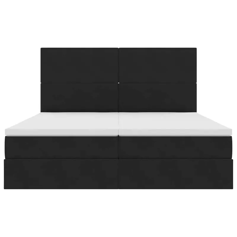 Saugos lova su čiužiniu su saugykla Juoda 200 x 200 cm Aksomas