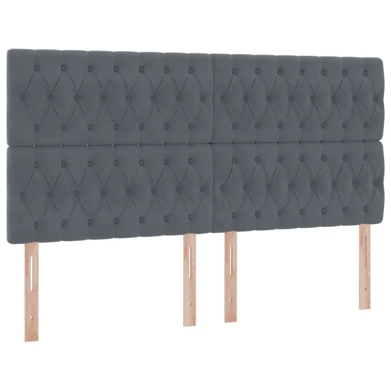 Saugos lova su čiužiniu Tamsiai pilka 200 x 200 cm Aksomas