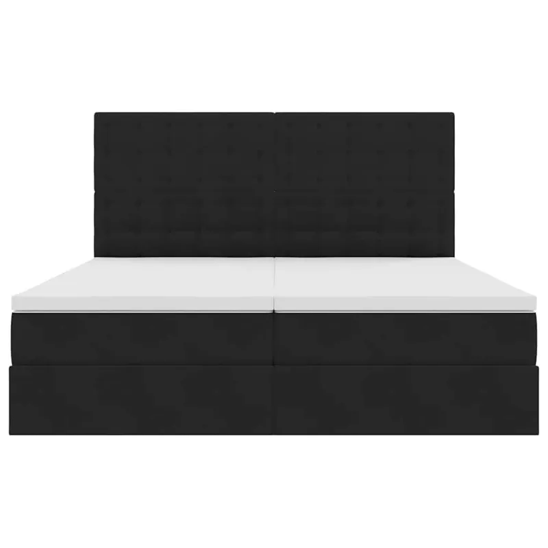 Saugos lova su čiužiniu su saugykla Juoda 200 x 200 cm Aksomas
