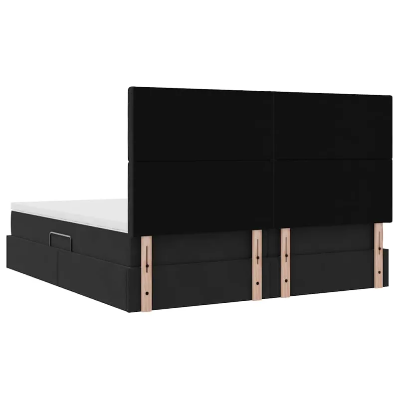 Saugos lova su čiužiniu su saugykla Juoda 200 x 200 cm Aksomas