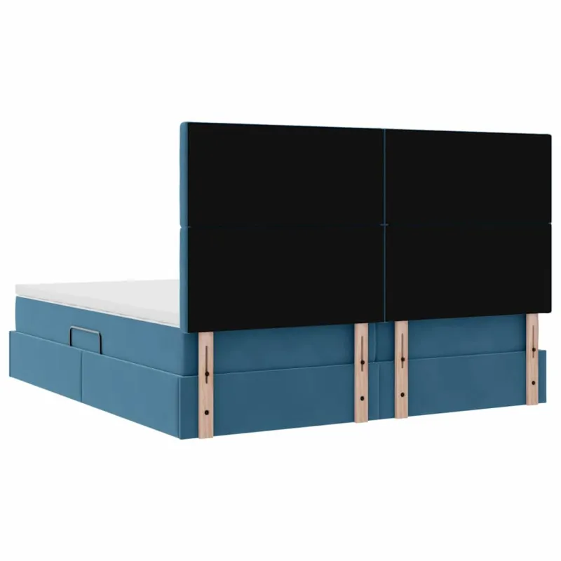 Saugos lova su čiužiniu Tamsiai mėlyna 200 x 200 cm Aksomas