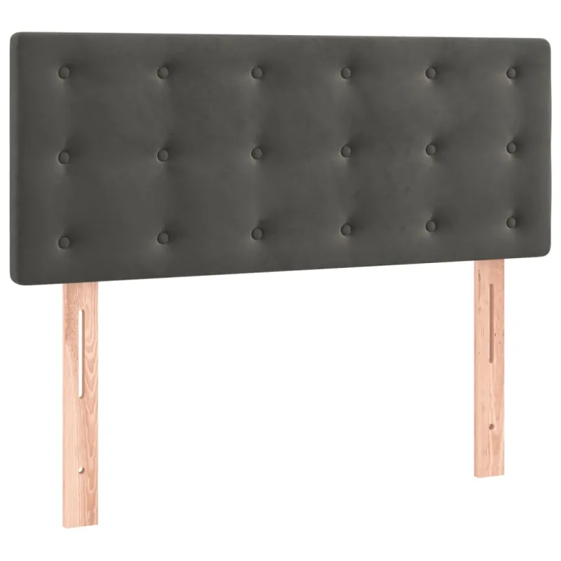 Lova su spyruoklėmis ir čiužiniu, pilka, 90x190 cm, aksomas