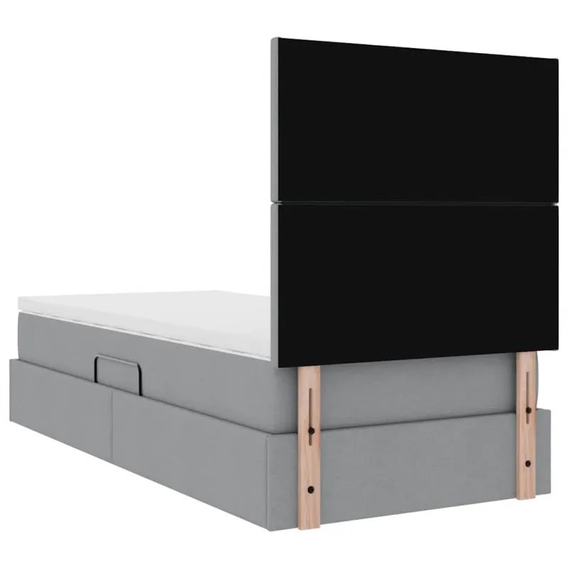 LED saugojimo lova su čiužiniu Šviesiai pilka 90 x 190 cm