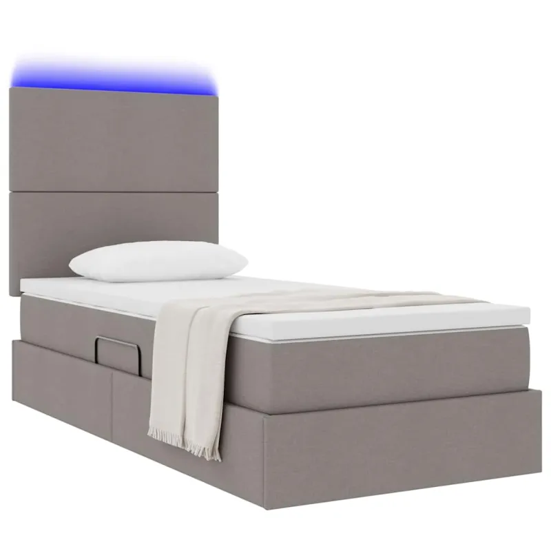 LED saugojimo lova su čiužiniu Taupe 100 x 200 cm Audinys