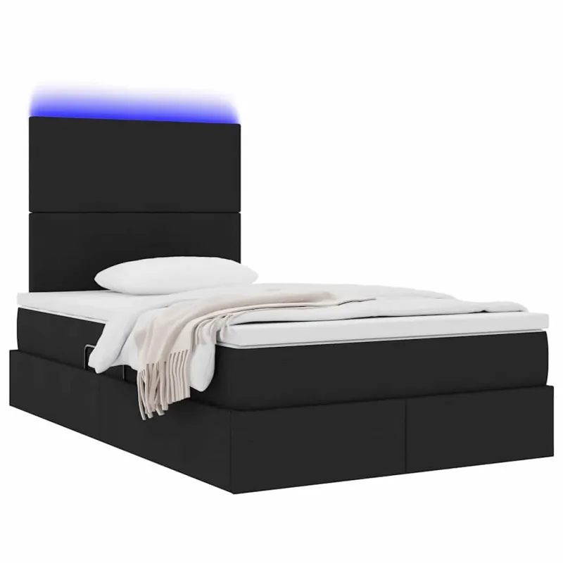 LED saugojimo lova su čiužiniu Juoda 120 x 200 cm Audinys