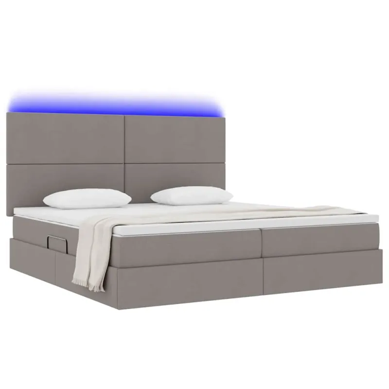 LED saugojimo lova su čiužiniu Taupe 200 x 200 cm Audinys