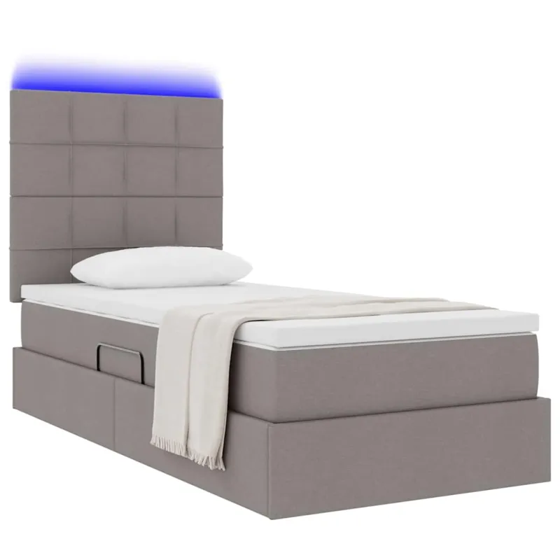 LED saugojimo lova su čiužiniu Taupe 90 x 200 cm Audinys