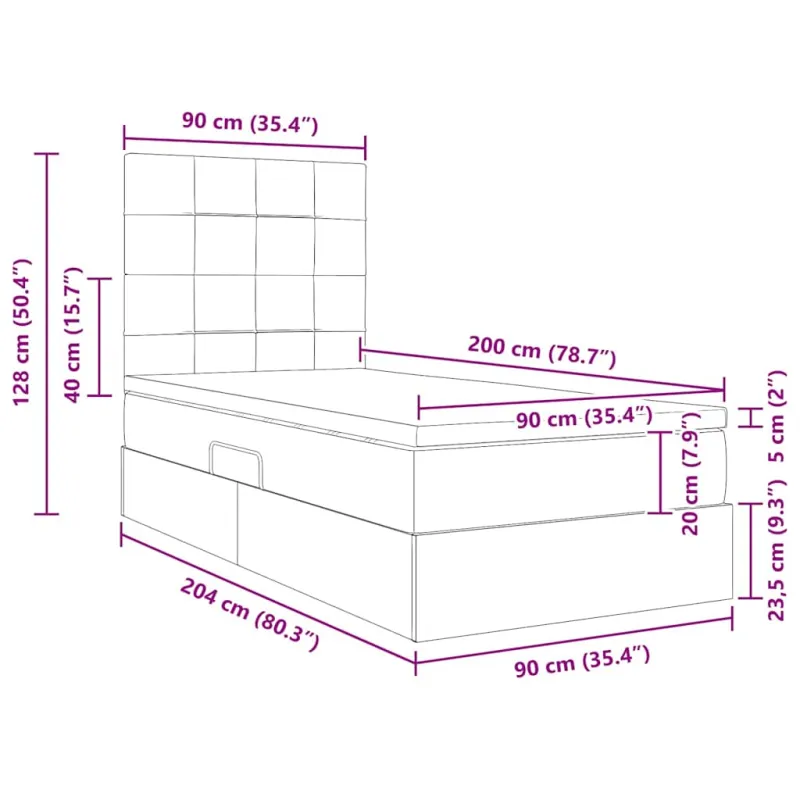 LED saugojimo lova su čiužiniu Mėlyna 90 x 200 cm Audinys