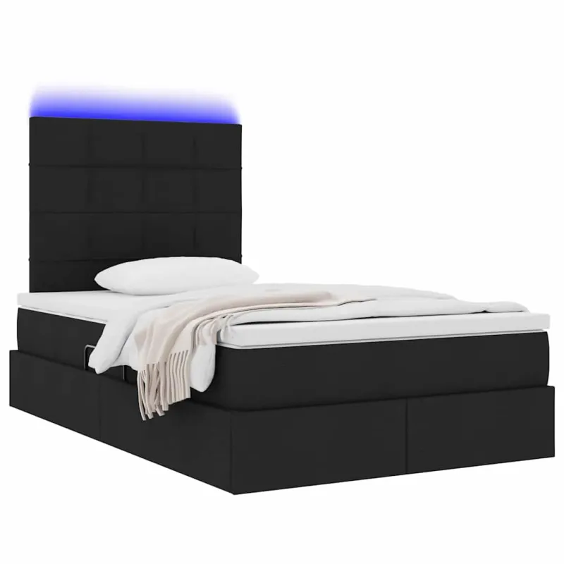LED saugojimo lova su čiužiniu Juoda 120 x 200 cm Audinys