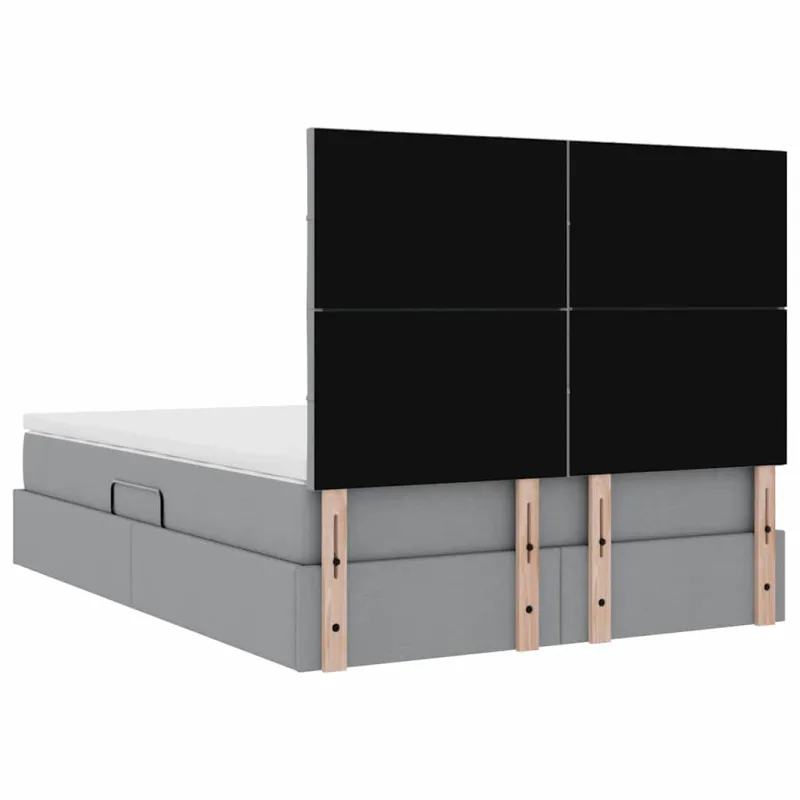 LED saugojimo lova su čiužiniu Šviesiai pilka 140 x 190 cm