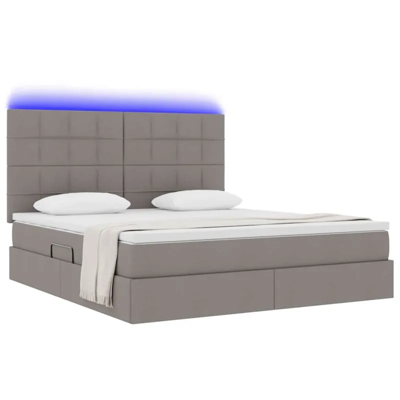 LED saugojimo lova su čiužiniu Taupe 180 x 200 cm Audinys
