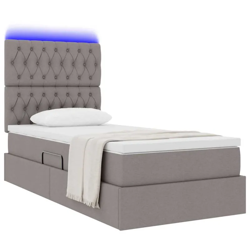 LED saugojimo lova su čiužiniu Taupe 100 x 200 cm Audinys