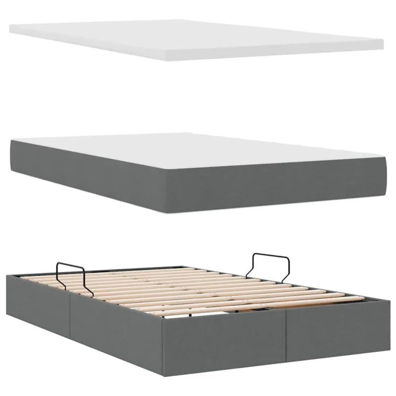 LED saugojimo lova su čiužiniu Tamsiai pilka 120 x 200 cm