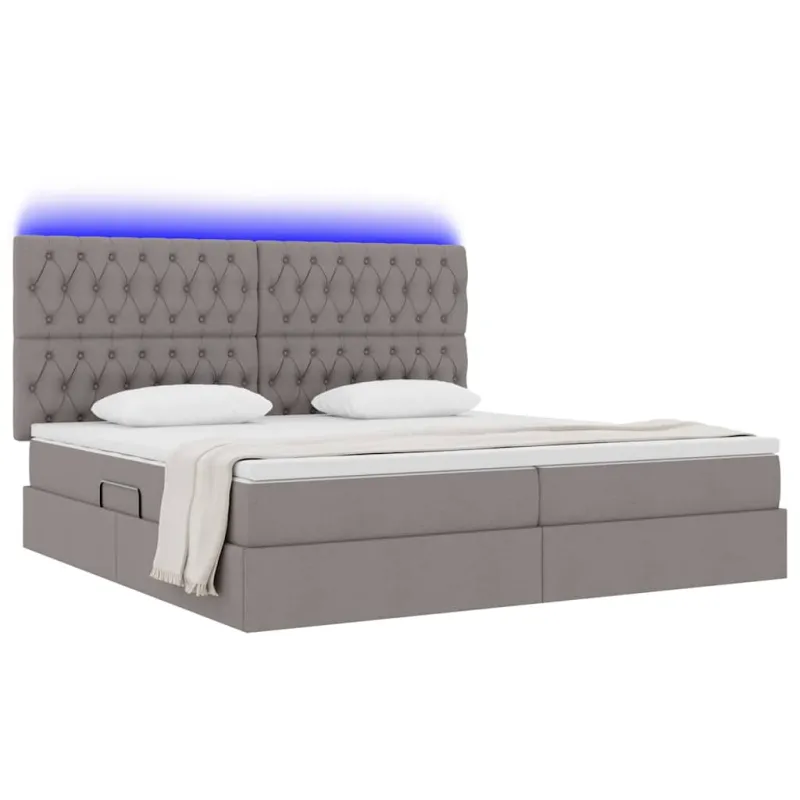 LED saugojimo lova su čiužiniu Taupe 200 x 200 cm Audinys