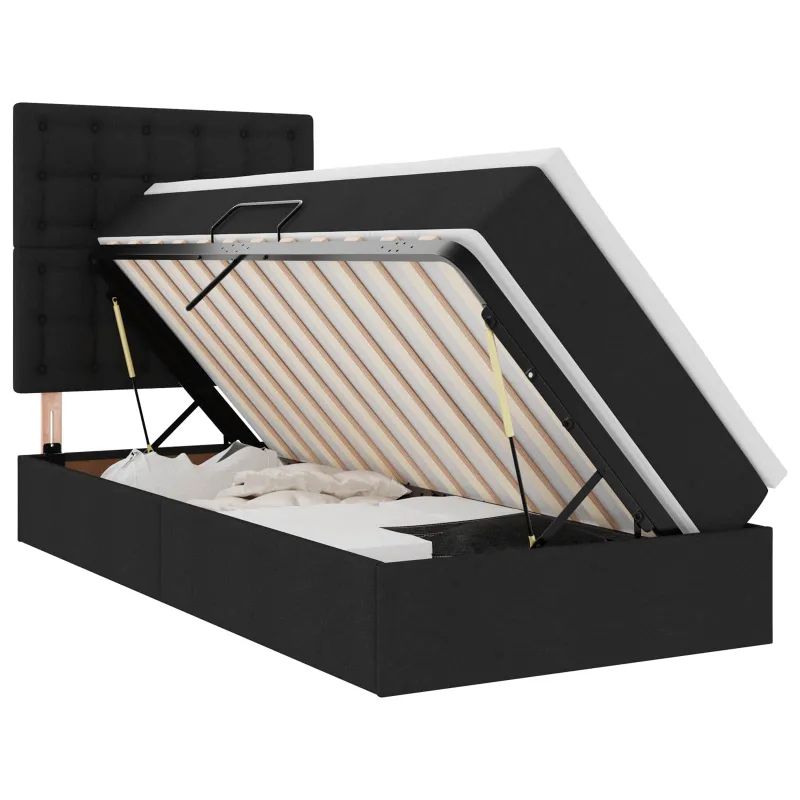 LED saugojimo lova su čiužiniu Juoda 90 x 200 cm Audinys