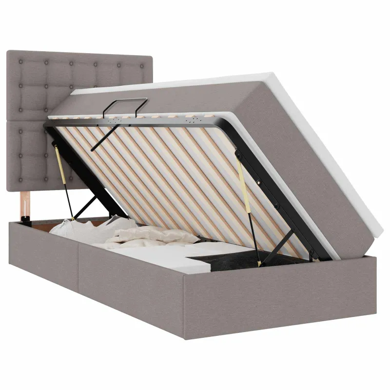 LED saugojimo lova su čiužiniu Taupe 90 x 200 cm Audinys