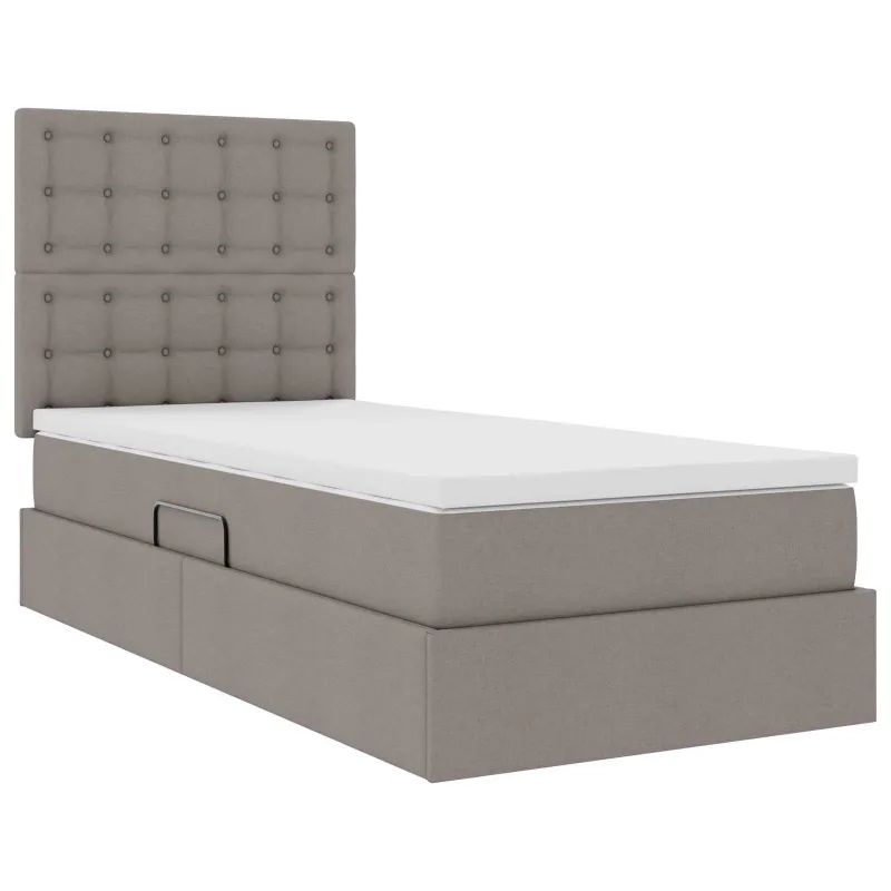 LED saugojimo lova su čiužiniu Taupe 90 x 200 cm Audinys