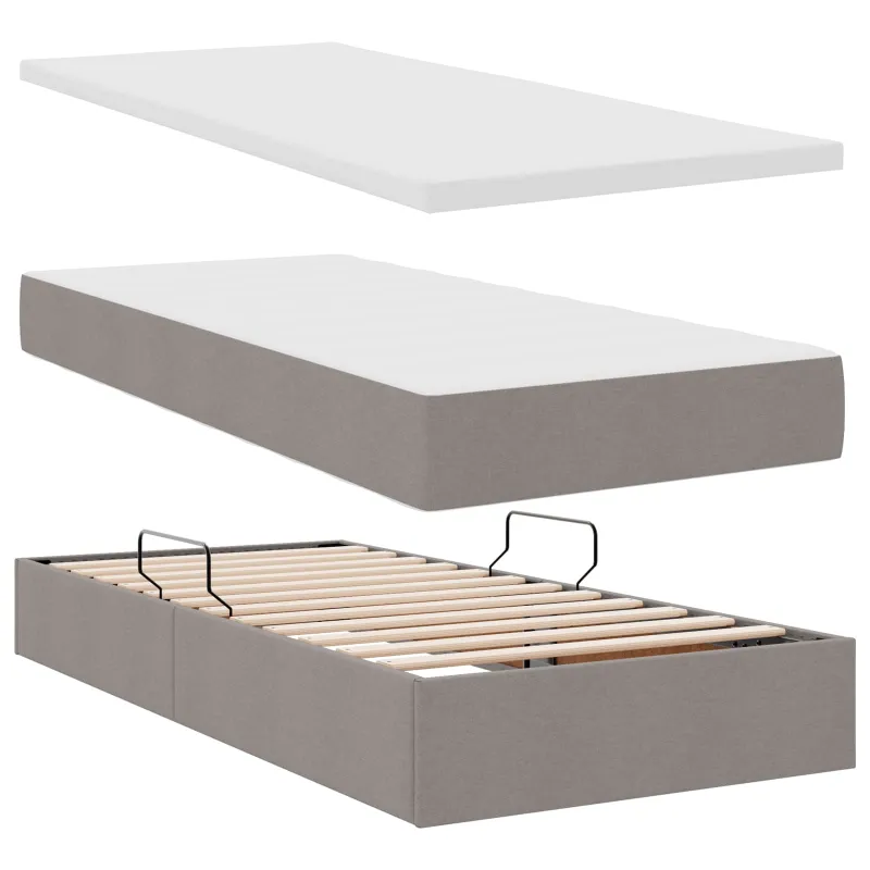 LED saugojimo lova su čiužiniu Taupe 90 x 200 cm Audinys
