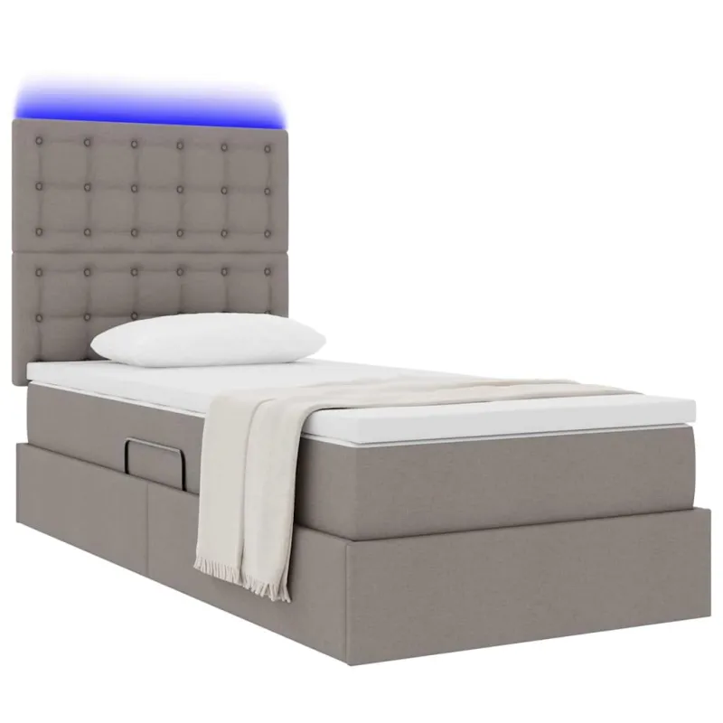 LED saugojimo lova su čiužiniu Taupe 100 x 200 cm Audinys