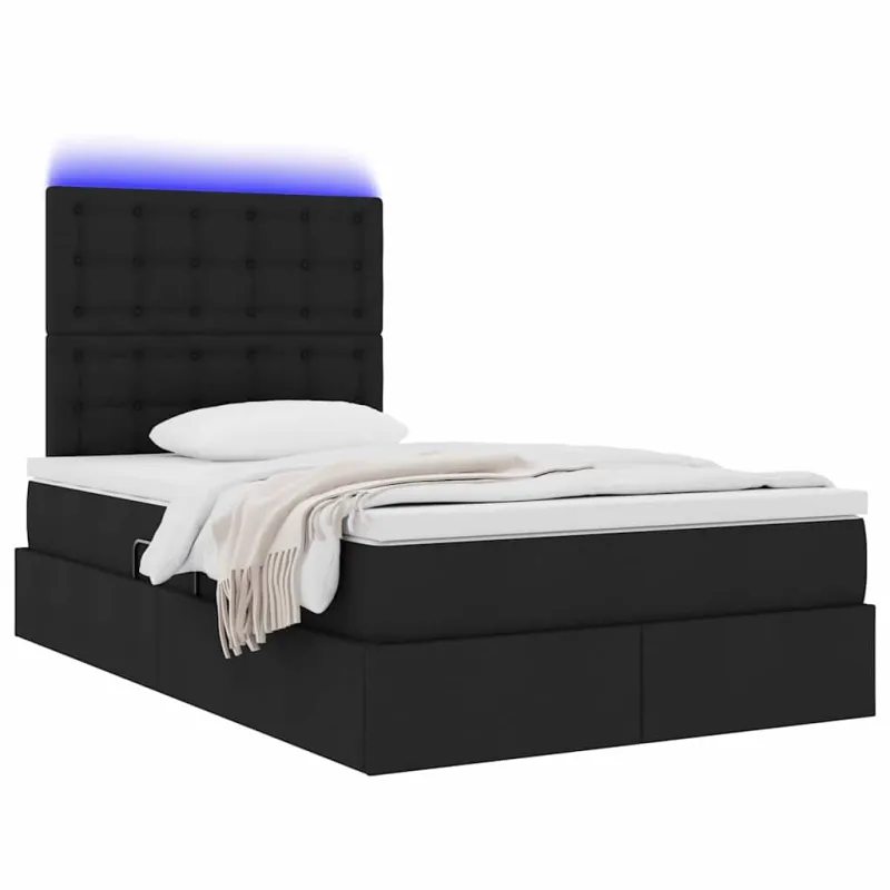 LED saugojimo lova su čiužiniu Juoda 120 x 200 cm Audinys