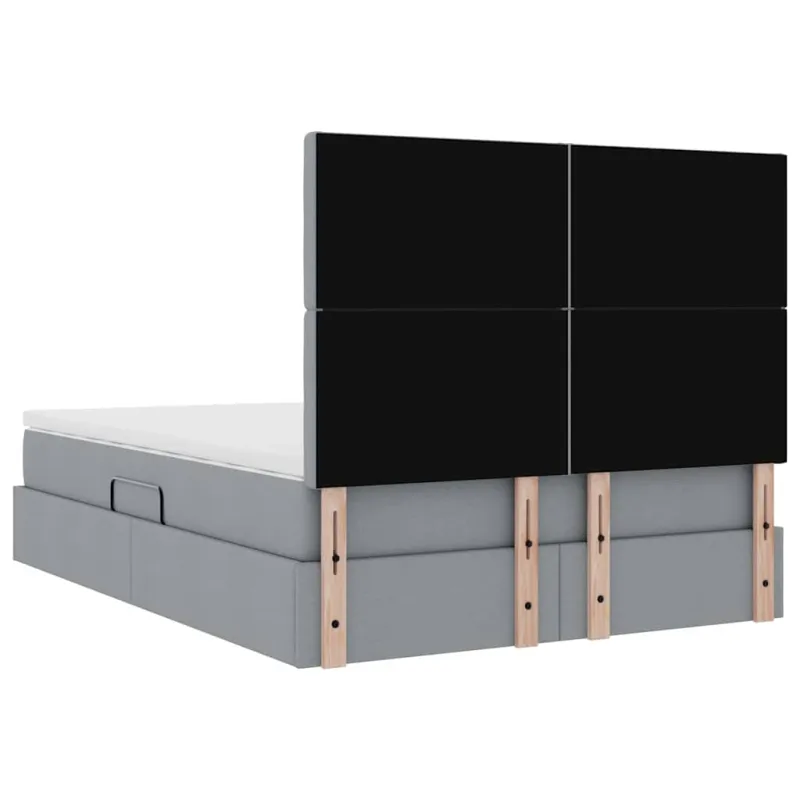 LED saugojimo lova su čiužiniu Šviesiai pilka 140 x 190 cm
