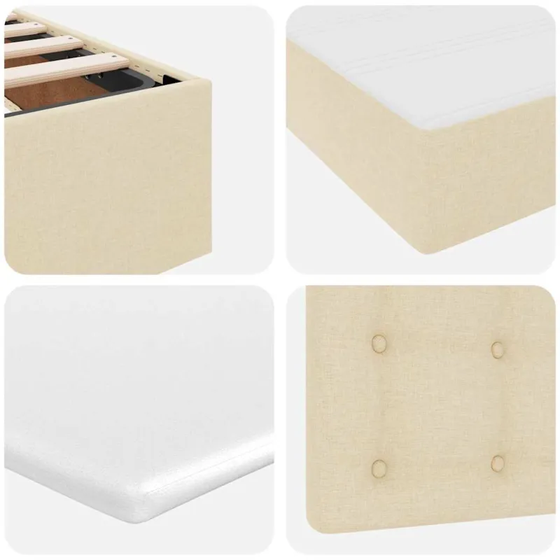 LED saugojimo lova su čiužiniu Kremas 180 x 200 cm Audinys