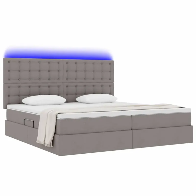 LED saugojimo lova su čiužiniu Taupe 200 x 200 cm Audinys