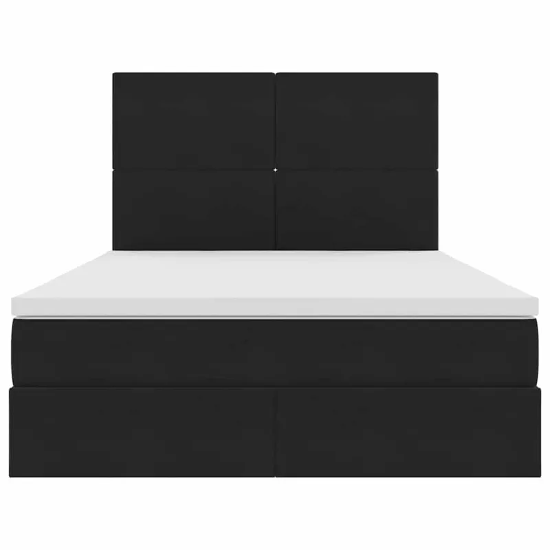 LED saugojimo lova su čiužiniu Juoda 140 x 200 cm Aksomas